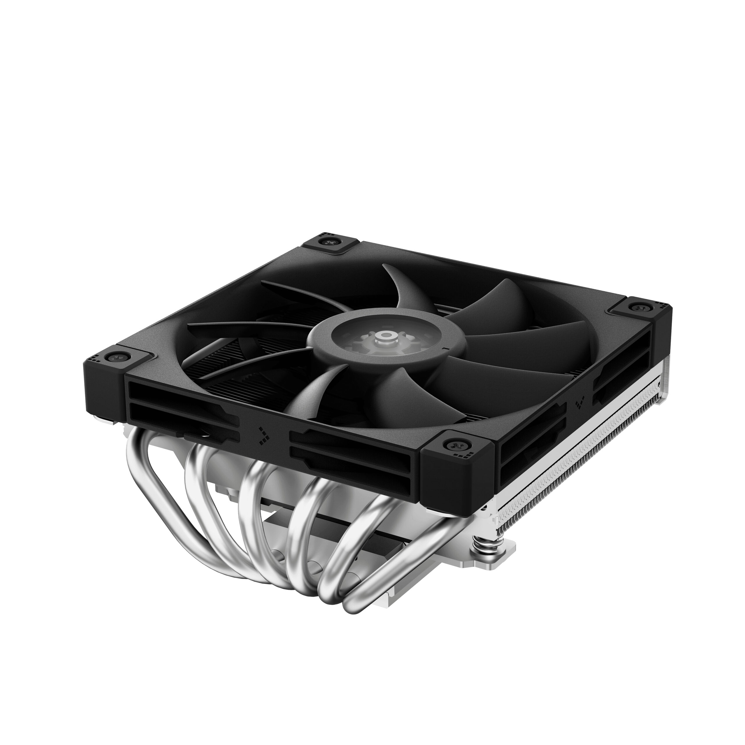 DEEPCOOL AN600 LGA1700/1200/115X/AM5/AM4 низкопрофильный 67mm (18шт/кор, TDP 180W, PWM, White LED Fan 120mm, 6 тепл. трубок, Copper Base, черный) RET (R-AN600-BKNNMN-G)