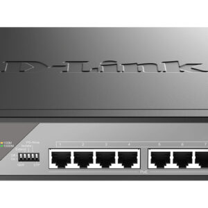 D-Link Настраиваемый L2 PoE-коммутатор, 8x1000Base-T PoE 802.3bt 90 Вт, 2x1000Base-X SFP, PoE-бюджет 242 Вт, дальность PoE до 250 м