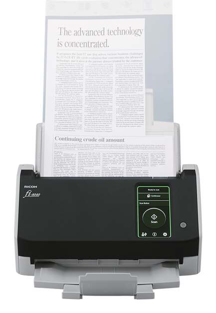 Ricoh scanner fi-8040 (Сканер уровня рабочей группы, 40 стр/мин, 80 изобр/мин, А4, двустороннее устройство АПД, USB 3.2, RJ-45, 4,3-дюймовый дисплей с сенсорным управлением) аналог Fujitsu fi-8040