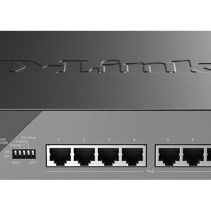 D-Link Настраиваемый L2 PoE-коммутатор, 8x1000Base-T PoE, 2x1000Base-X SFP, PoE-бюджет 130 Вт, дальность PoE до 250 м