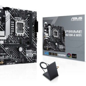 ASUS PRIME H610M-A WIFI, LGA1700, B610, 2*DDR5, 4*SATA, 2*M.2, 2*USB 3.2, 4*USB 2.0, 1*PCIx16, 1*PCIx1, HDMI+DP+D-Sub, mATX; 90MB1G00-M0EAY0