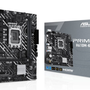 ASUS PRIME H610M-K, LGA1700, H610, 2*DDR5, 4*SATA, 1*M.2, 2*USB 3.2, 4*USB 2.0, 1*PCIx16, 1*PCIx1, HDMI+VGA, mATX; 90MB1GA0-M0EAY0