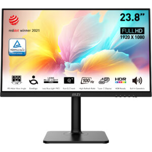 MSI Modern MD2412P 23.8" 16:9 FHD(1920x1080) IPS Flat,1ms(MPRT),1000:1,100M:1,300nit,178/178,HDMI 1.4,USB-C,Speaker,Tilt,Swivel,Height,Pivot,VESA,100Hz,Black,1y war-ty