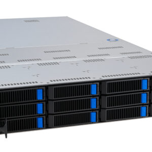 ASUS RS720A-E12-RS12 2U, 2xEPYC 9004 SP5, 24xDDR5/6TB, 12x3.5/2.5in HS (8xNVMe), 2xM.2, 4xDS GPU, PCIe: 6x G5x8/3x G5x16 + 2x G5x8/1x G5x16 FHFL, 1x G5x16 LPHL, 1x G4x8 LP RAID; 2x10GbE, 2x2600W Ti