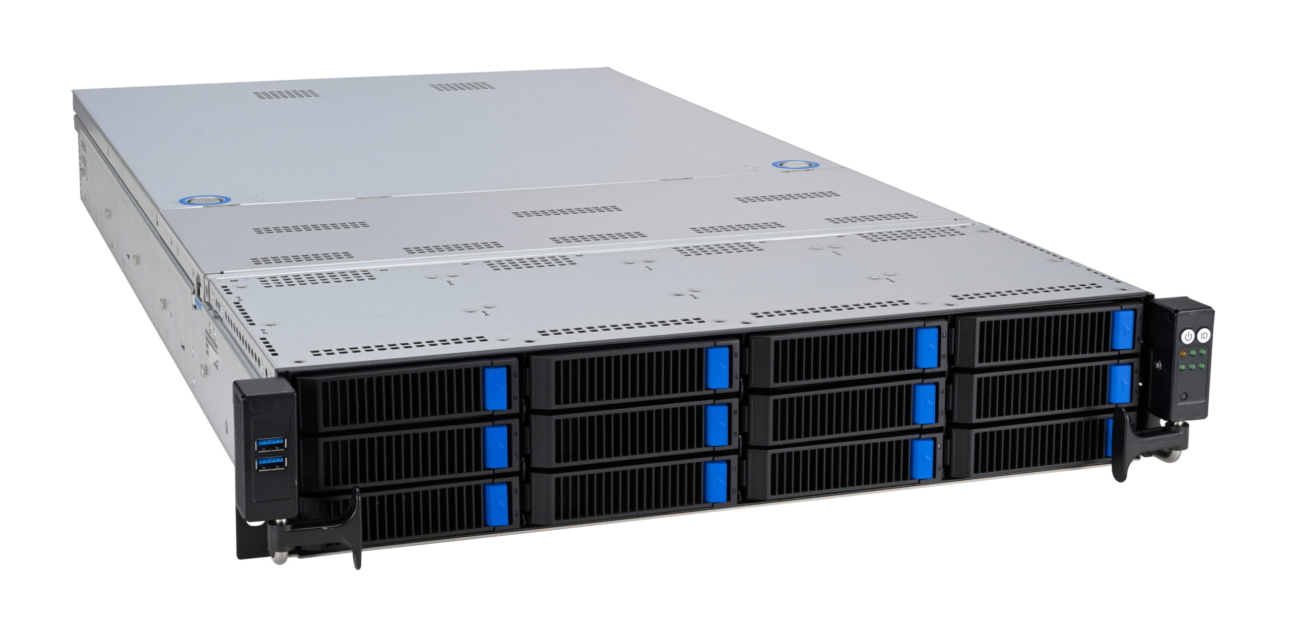 ASUS RS720A-E12-RS12 2U, 2xEPYC 9004 SP5, 24xDDR5/6TB, 12x3.5/2.5in HS (8xNVMe), 2xM.2, 4xDS GPU, PCIe: 6x G5x8/3x G5x16 + 2x G5x8/1x G5x16 FHFL, 1x G5x16 LPHL, 1x G4x8 LP RAID; 2x10GbE, 2x2600W Ti