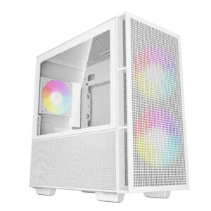 Deepcool CH360 WH без БП, боковое окно (закаленное стекло), 2x140мм ARGB LED вентилятор спереди и 1x120мм ARGB LED вентилятор сзади, белый, mATX (R-CH360-WHAPE3-G-1)
