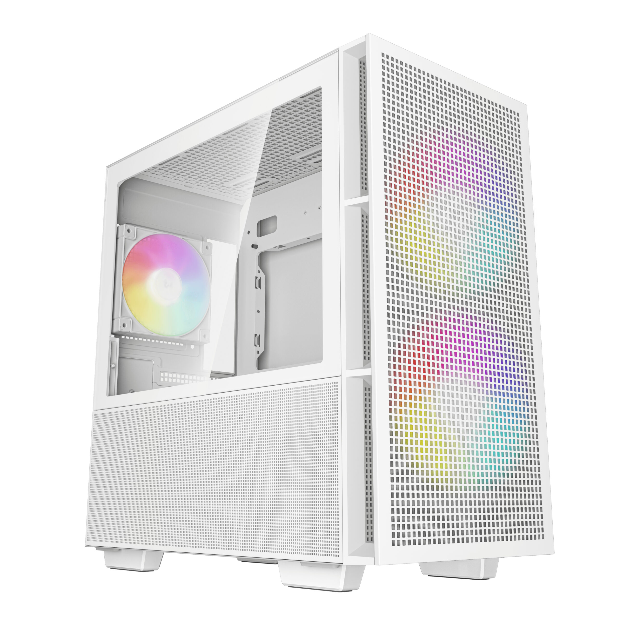 Deepcool CH360 WH без БП, боковое окно (закаленное стекло), 2x140мм ARGB LED вентилятор спереди и 1x120мм ARGB LED вентилятор сзади, белый, mATX (R-CH360-WHAPE3-G-1)