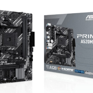 ASUS PRIME A520M-R, AM4, A520, 2*DDR4, 4*SATA, 1*M.2, 4*USB 3.2, 2*USB 2.0, 1*PCIx16, 1*PCIx1, HDMI, mATX; 90MB1H60-M0EAY0