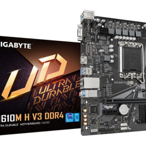 GIGABYTE H610M H V3 DDR4, LGA1700, H610, 2*DDR4, 4*SATA, 1*M.2, 2*USB 3.2, 4*USB 2.0, 1*PCIx16, 1*PCIx1, D-Sub+HDMI, mATX