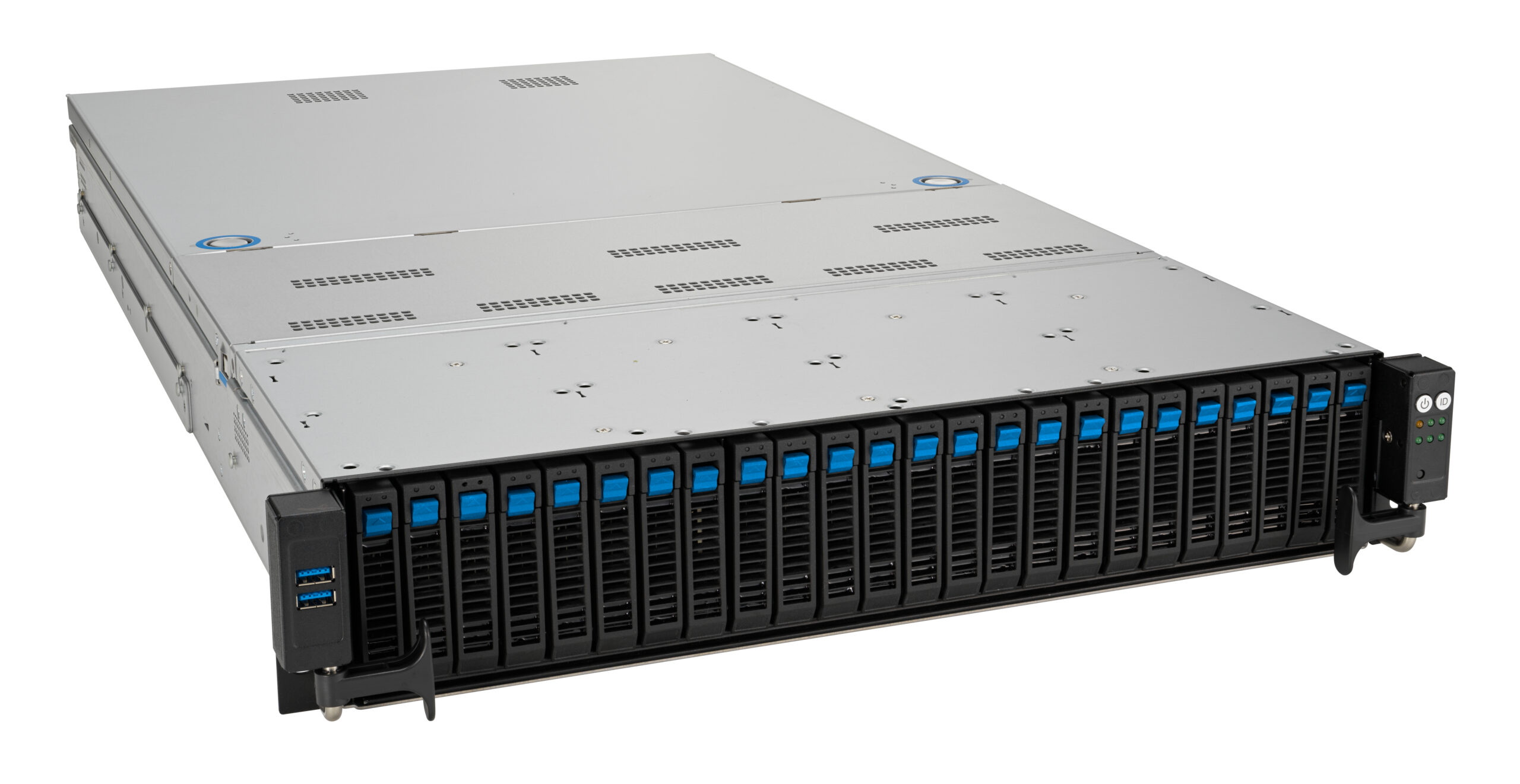 ASUS RS720A-E12-RS24U /GPU, 2xSP5(LGA 6096; up to 400W),24xDDR5 RDIMM(up to 6TB),24xNVMe/SATA(16 NVMe + 8x NVMe/SATA/SAS),soft RAID,2xM.2 slot,9 PCIe Gen5+1xRAID slot, 2x10GBe,2x2600W,ASMB11-iKVM