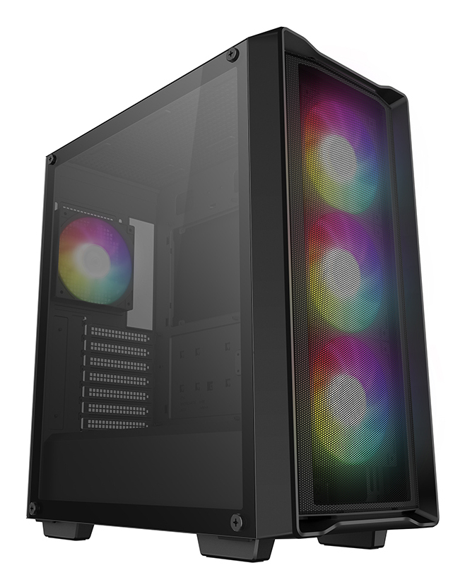 Deepcool CC560 MESH V2 без БП, боковое окно (закаленное стекло), 3x120мм ARGB LED вентилятор спереди и 1x120мм ARGB LED вентилятор сзади, черный, ATX (R-CC560-BKAMA4-G-2)