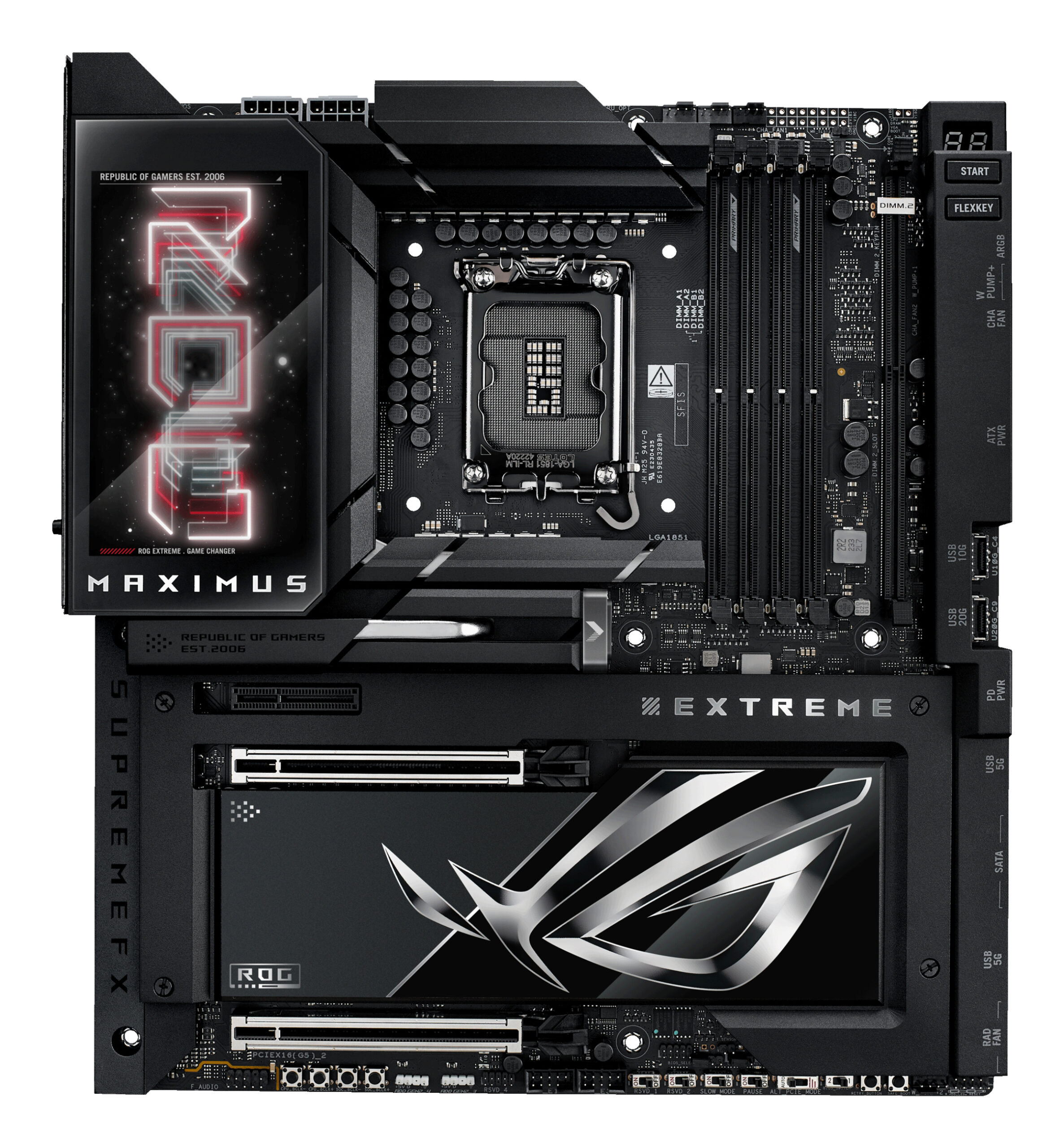 ASUS ROG MAXIMUS Z890 EXTREME, LGA1851, Z890, 4*DDR5, 4*SATA, 6*M.2, 7*USB 3.2, Type-C, 2*PCIx16, 2*PCIx4, 2*Thunderbolt™ 5, HDMITM, ATX; 90MB1IA0-M0EAY0
