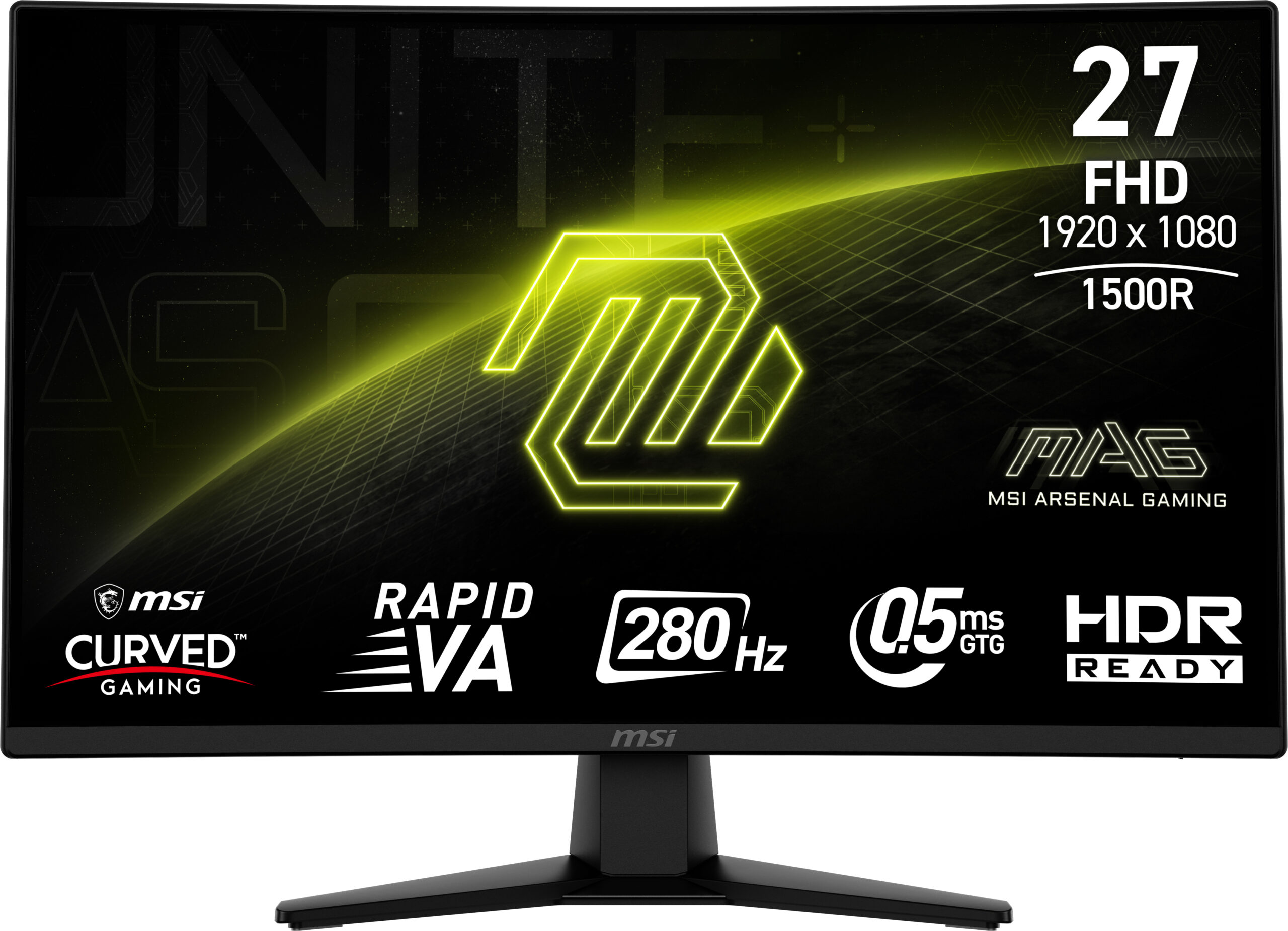 MSI MAG 274CXF 27" 16:9 FHD(1920x1080) VA Curve 1500R,1ms(MPRT),4000:1,100M:1,300nit,178/178,2xHDMI 2.0,1xDP 1.2, Tilt,VESA,280HZ,Black,1y war-ty
