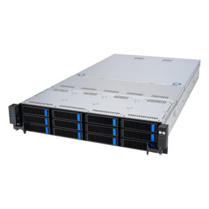 ASUS RS521A-E12-RS12U: 2U, 1x AMD EPYC 9004/9005 SP5, 24x DDR5 RDIMM, 12x NVMe, 2x rear 2.5 SATA, 2x PCIe x16 FHFL or 4x PCIe x8, 1x PCIe x16 LP, 1x OCP 3.0, up to 2x dual-slot GPU, 2x 1600W PSU
