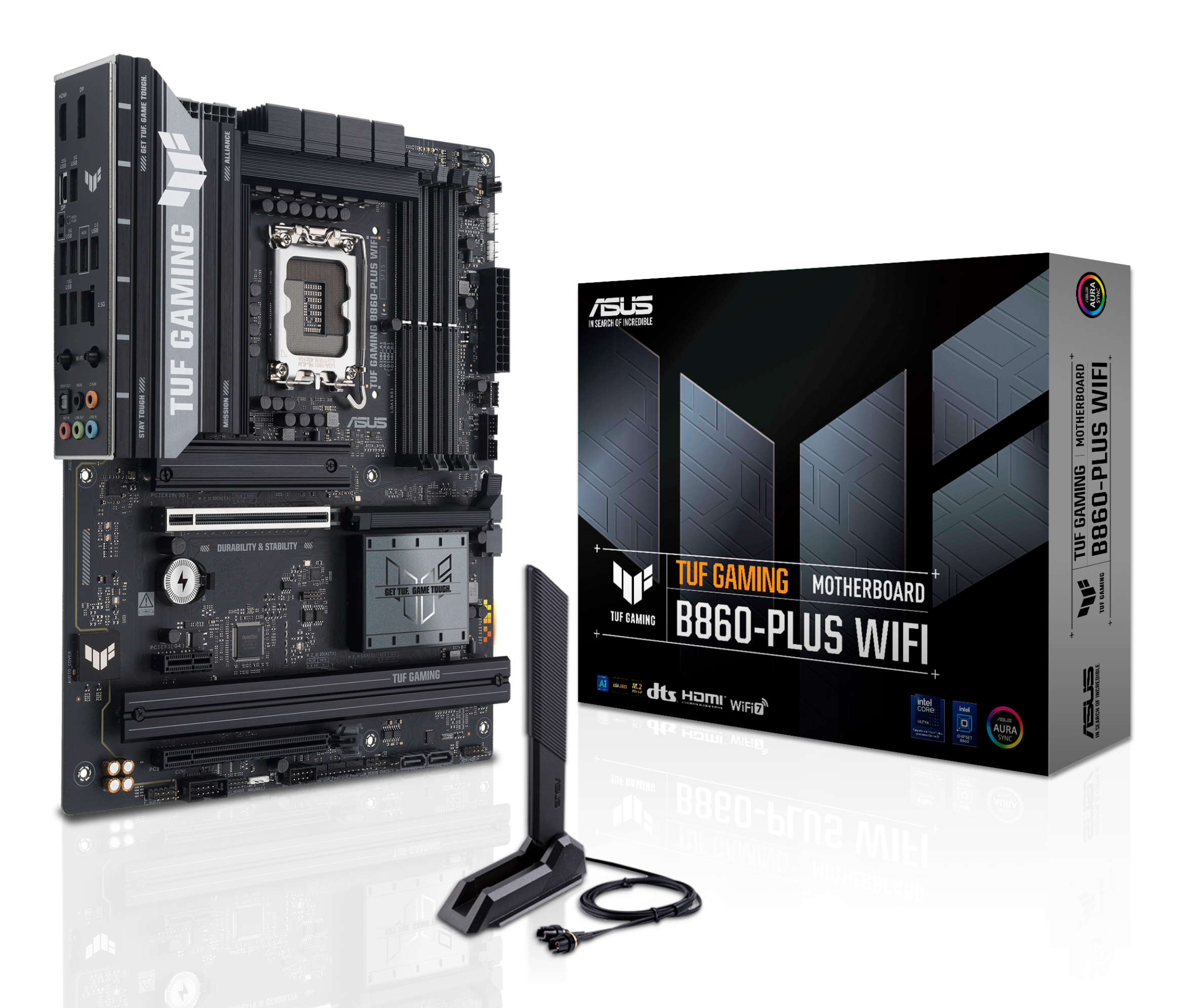 ASUS TUF GAMING B860-PLUS WIFI, LGA1851, B860, 4*DDR5, 4*SATA, 3*M.2, 5*USB 3.2, 2*USB 2.0, Type-C, 2*PCIx16, 1*PCIx1, DP+HDMI, ATX; 90MB1JL0-M0EAY0
