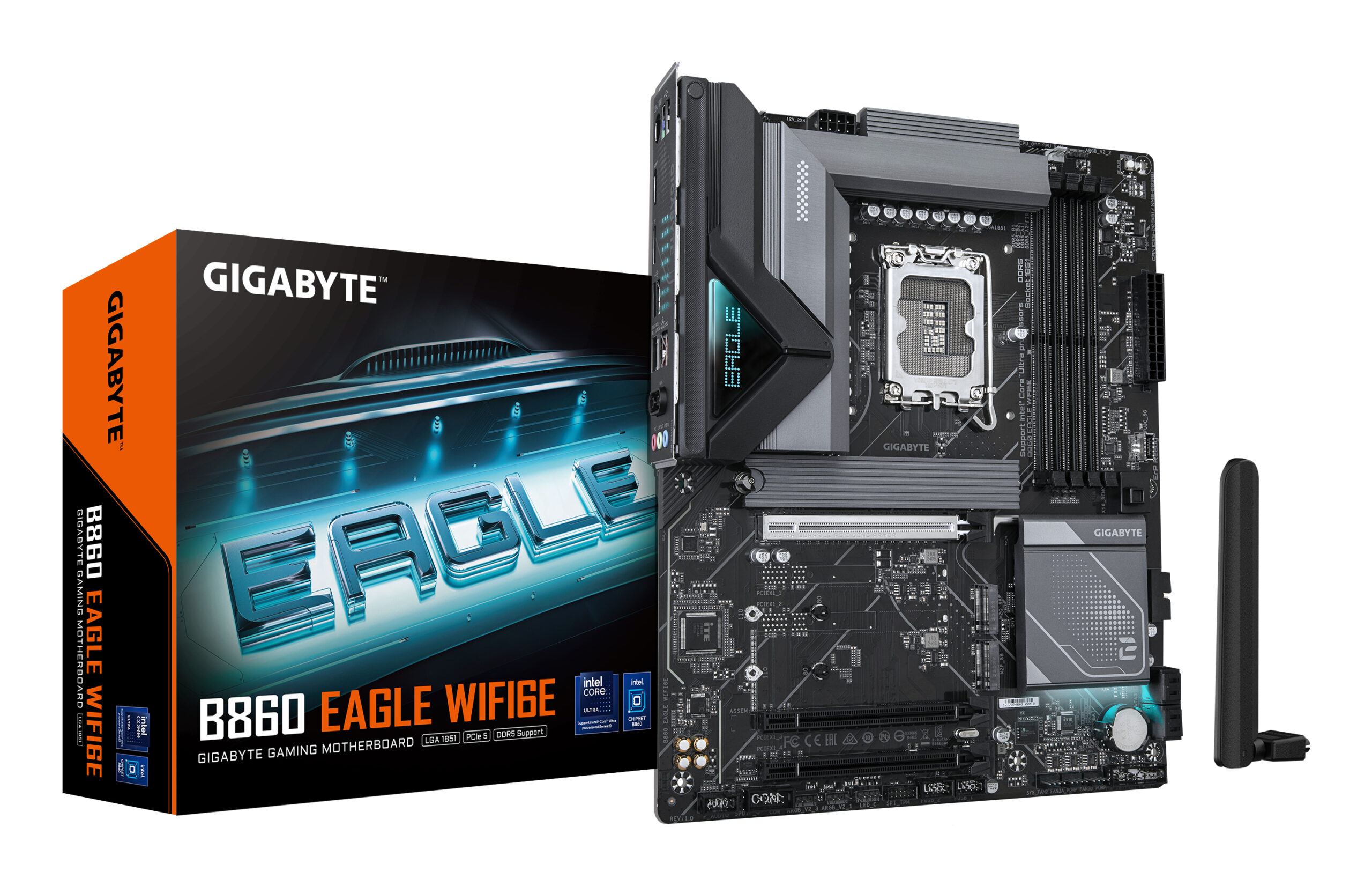 GIGABYTE B860 EAGLE WIFI6E, LGA1851, B860, 4*DDR5, 4*SATA, 2*M.2, 2*USB 3.2, 3*USB 2.0, 3*PCIx16, HDMI+2*DP, ATX
