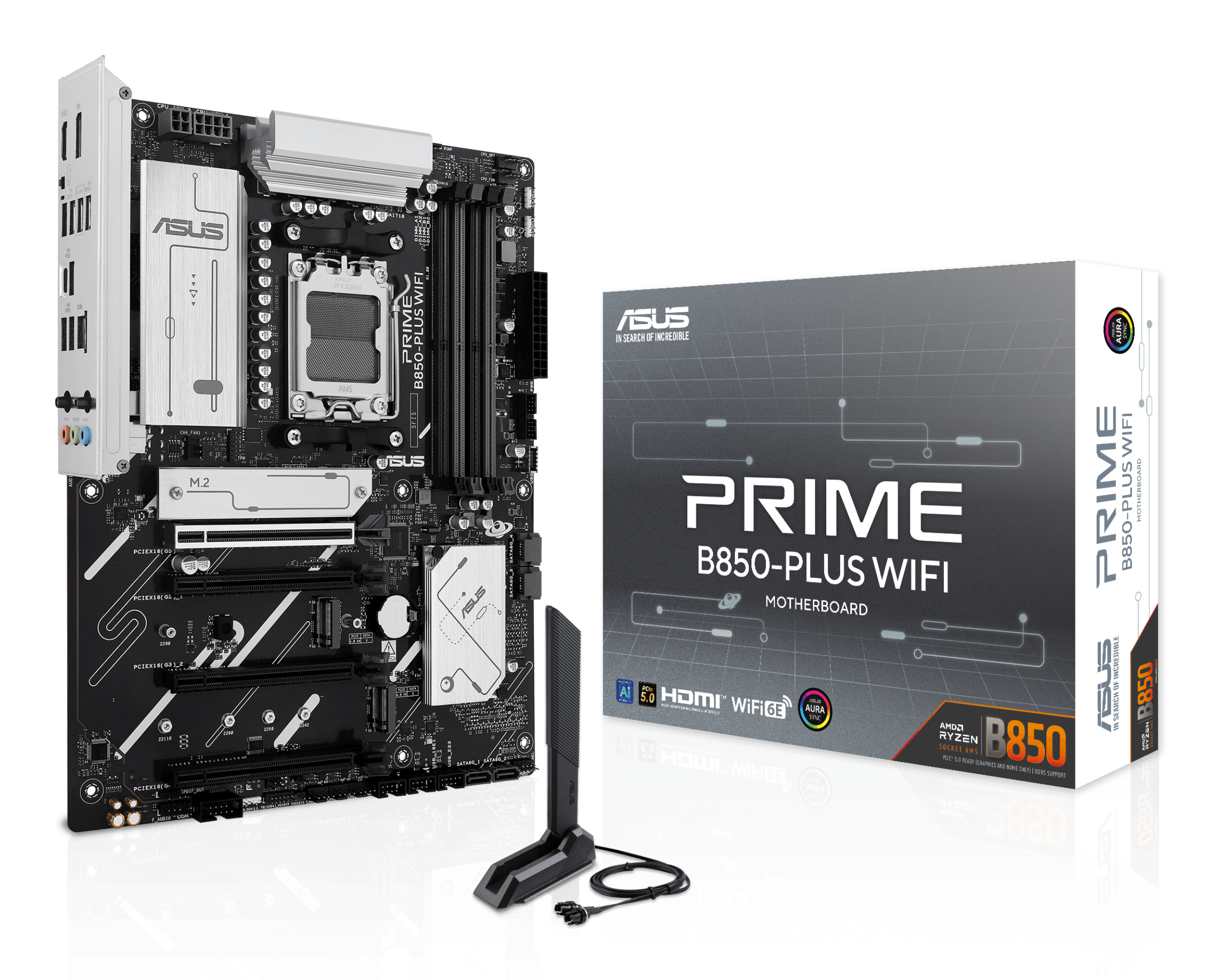 ASUS PRIME B850-PLUS WIFI, AM5, B850, 4*DDR5, 4*SATA, 3*M.2, 5*USB 3.2, 2*USB 2.0, Type-C, 5*PCIx16, DP+HDMI, ATX; 90MB1L80-M0EAY0
