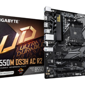 GIGABYTE B550M DS3H AC R2, AM4, B550, 4*DDR4, 4*SATA, 2*M.2, 4*USB 3.2, 2*USB 2.0, 2*PCIx16, 1*PCIx1, HDMI+DP, mATX