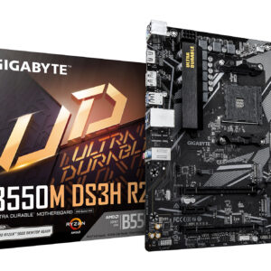 GIGABYTE B550M DS3H R2, AM4, B550, 4*DDR4, 4*SATA, 2*M.2, 4*USB 3.2, 2*USB 2.0, 2*PCIx16, 1*PCIx1, HDMI+DP, mATX