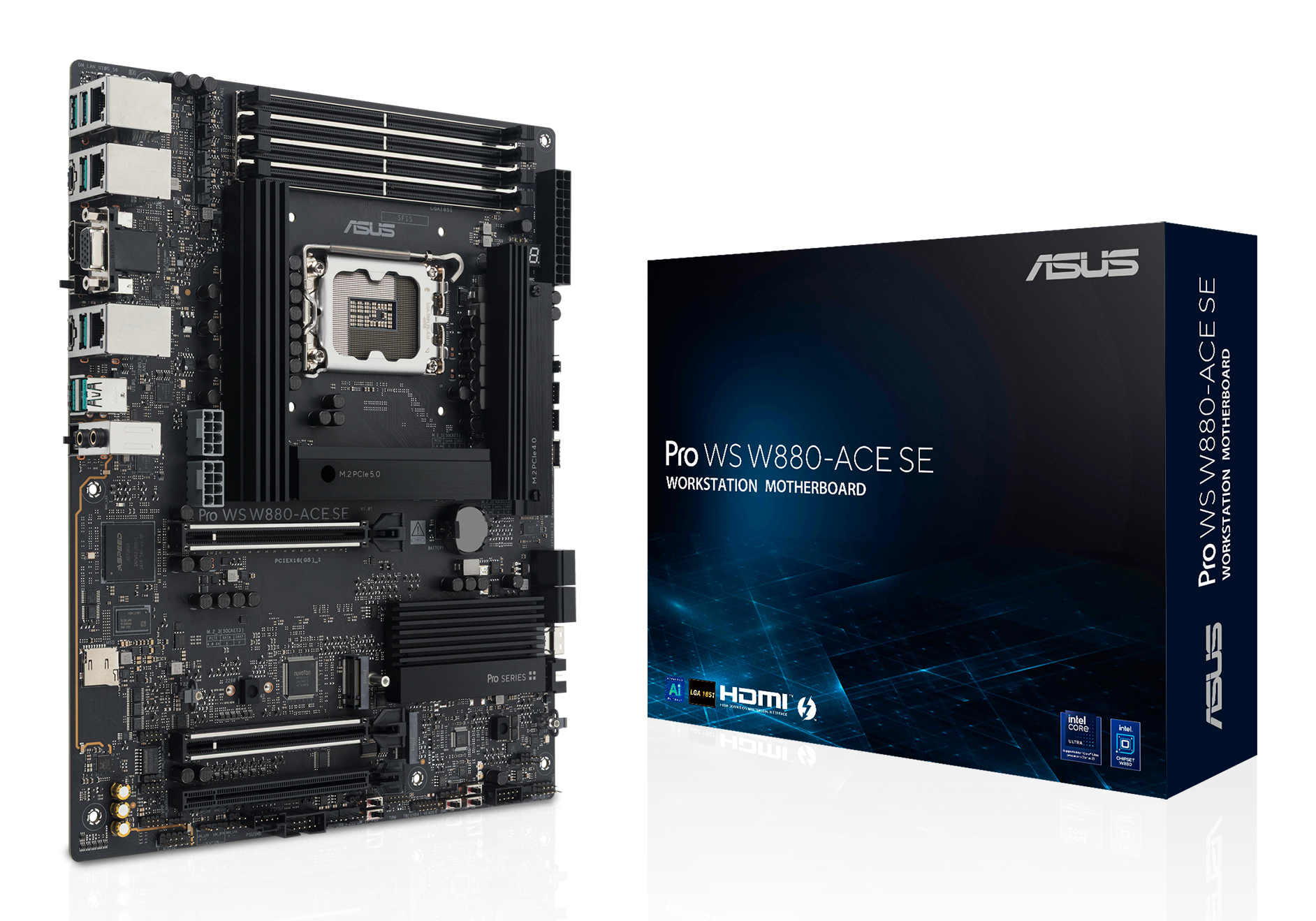 ASUS PRO WS W880-ACE SE, W880, LGA1851, 4*DDR5, 4*SATA, 4*M.2, 1*USB 3.2, 6*USB 2.0, Type-C, 3*PCIx16, HDMI+VGA, ATX; 90MB1KV0-M0EAY0