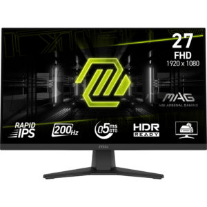 MSI MAG 272F 27" 16:9 FHD(1920x1080) Rapid IPS, 0,5ms(GTG), 1000:1, 100M:1, 300nit, 178/178, HDMI 2.0b, DP 1.2a, Tilt,VESA,200Hz,Black,1y w-ty