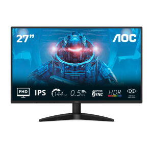 27 AOC 1920x1080 WLED 16:9 IPS 300cd, 1500:1, 20M:1, 4ms, 178°/178°, DP, HDMI, 144Hz, Tilt, VESA, External, Black, 3y