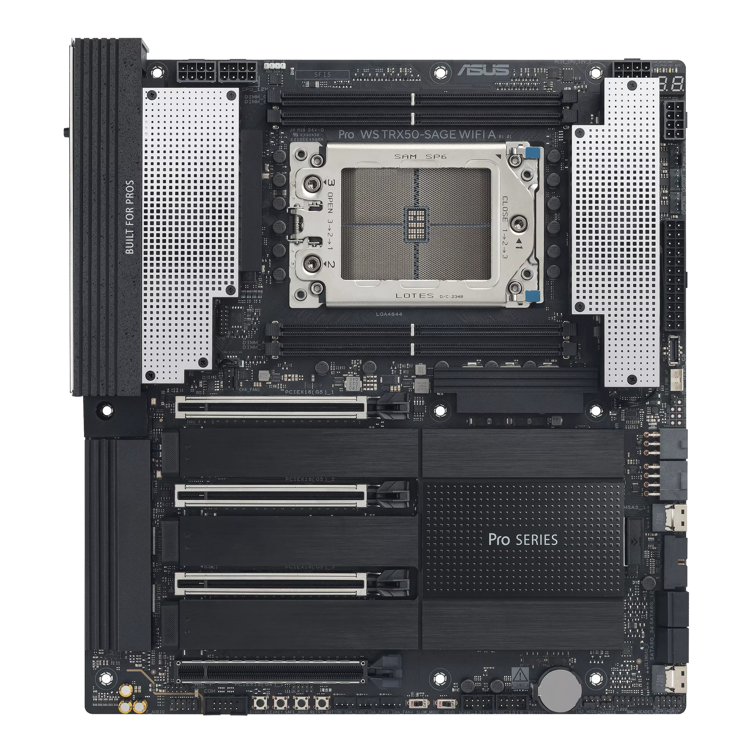 ASUS PRO WS TRX50-SAGE WIFI A, AMD TRX50, 4*DDR5, 4*SATA, 3*M.2, 2 x SlimSAS, 6*USB 3.2, 1*USB 2.0,Type-C, DP, 4*PCIx16, CEB; 90MB1LE0-M0EAY0