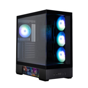 ZALMAN P40 DS, ATX, BLACK, WINDOW, 9.1-inch LCD screen, 2xCombo(2.5” or 3.5”), 1x2.5”, 1xUSB TYPE-C, 2xUSB3.0, SIDE 3x120mm ARGB, REAR 1x120mm ARGB
