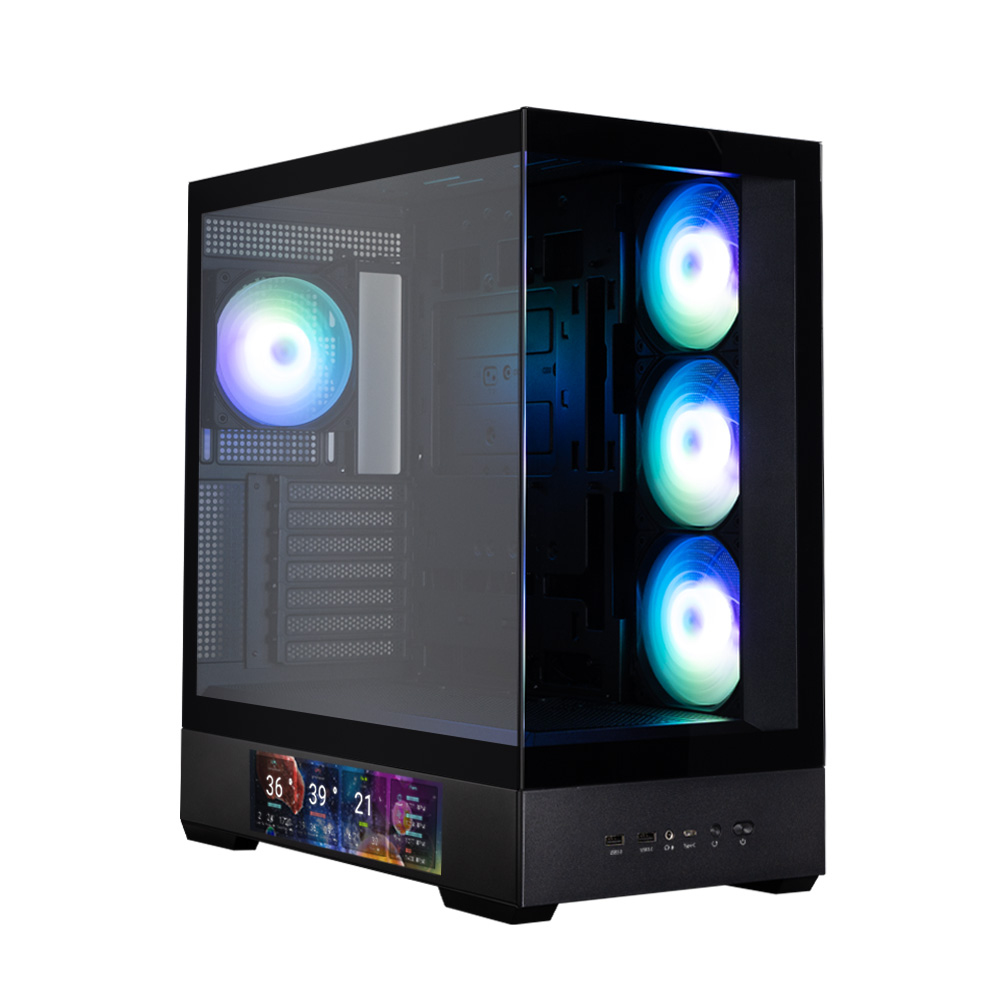 ZALMAN P40 DS, ATX, BLACK, WINDOW, 9.1-inch LCD screen, 2xCombo(2.5” or 3.5”), 1x2.5”, 1xUSB TYPE-C, 2xUSB3.0, SIDE 3x120mm ARGB, REAR 1x120mm ARGB