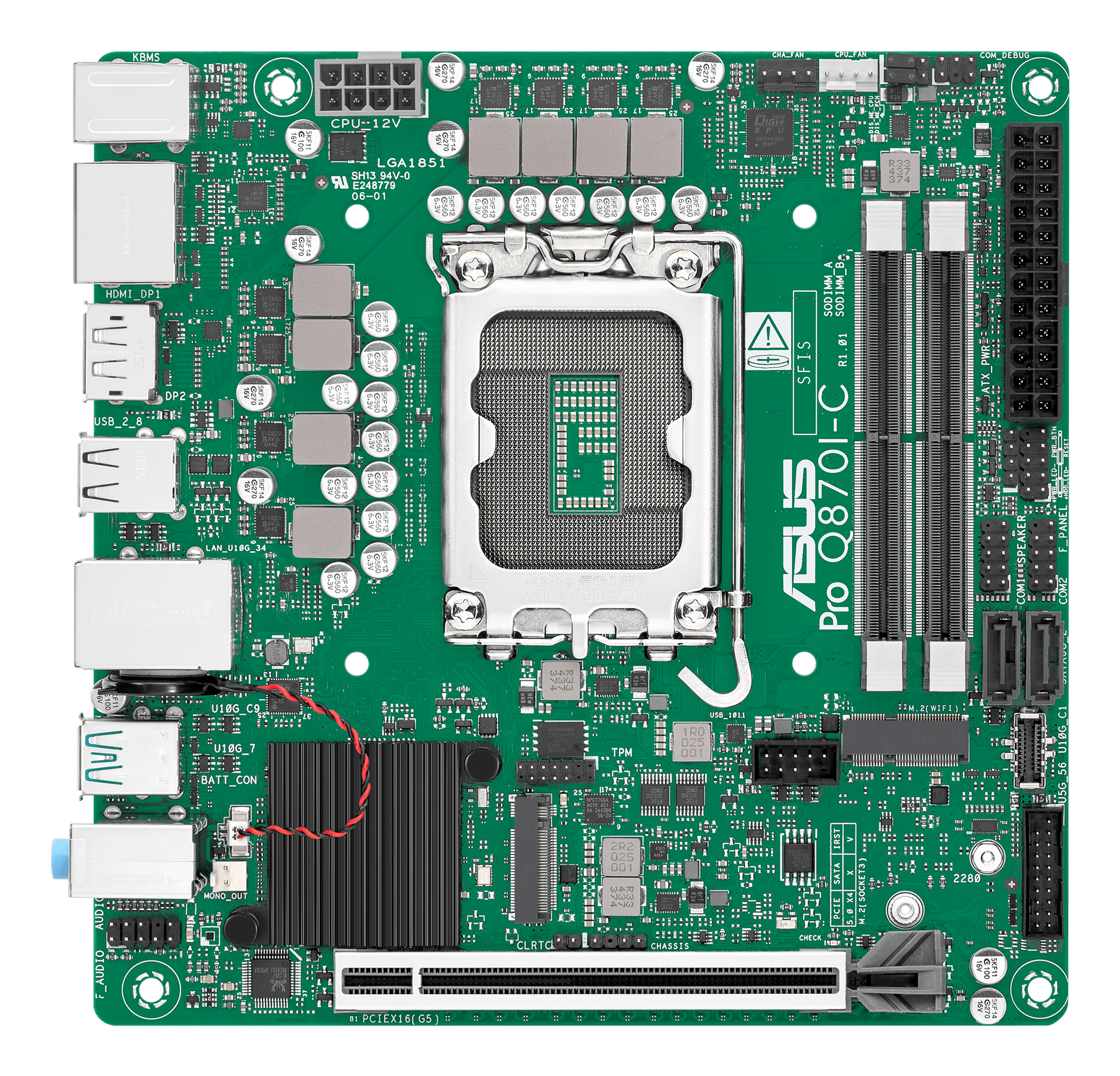 ASUS PRO Q870I-C-CSM, LGA1851, Q870, 2*DDR5, 2*SATA, 1*M.2, 3*USB 3.2, 2*USB 2.0, Type-C, 2*PCIx16, 2*DP+HDMI, mATX; 90MB1MPP-M0EAYC
