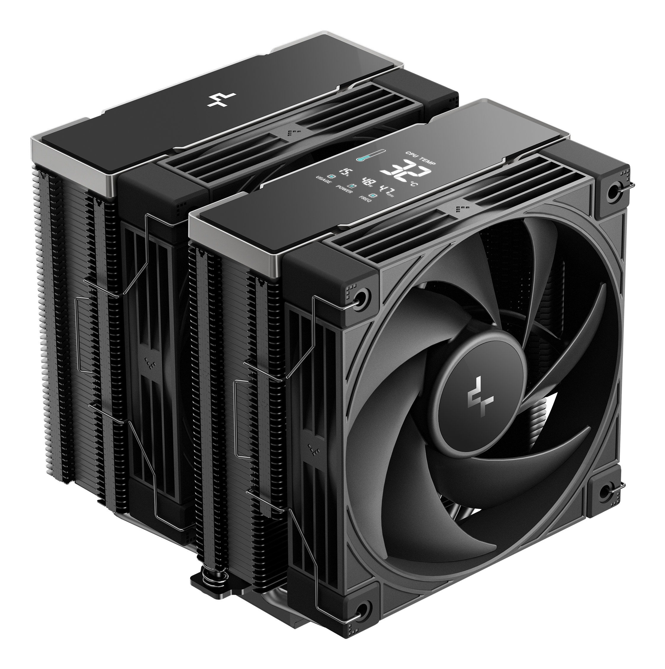 DEEPCOOL AK620 G2 DIGITAL NYX LGA1851/1700/1200/115X/AM5/AM4 (8шт/кор, TDP 260W, PWM, DUAL Fan 120mm, 6 тепл. трубок, Copper Base, черный) RET (R-AK620G2-BKNNMN-GJD-1)