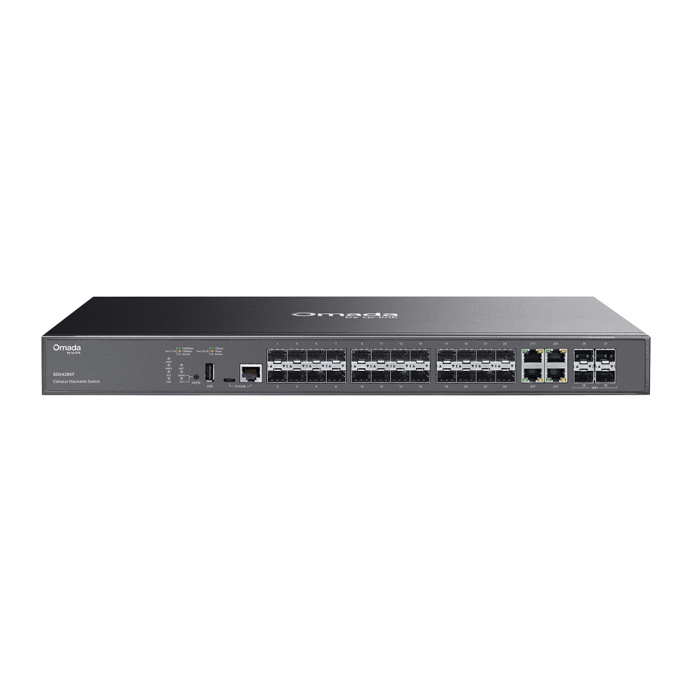 TP-Link SG5428XF, Omada Campus 24-Port SFP Stackable Lite L3 Managed Switch with 4 10G Slots