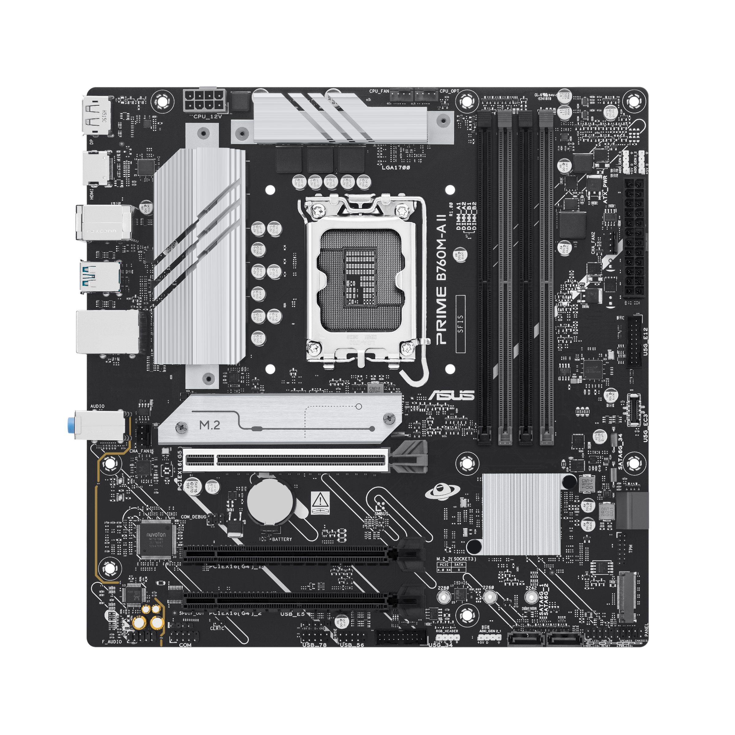 ASUS PRIME B760M-A II-CSM, LGA1700, B760, 4*DDR5, 4*SATA, 2*M.2, 2*USB 3.2, 4*USB 2.0, 3*PCIx16, DP+2*HDMI, mATX; 90MB1NG0-M0EAYC
