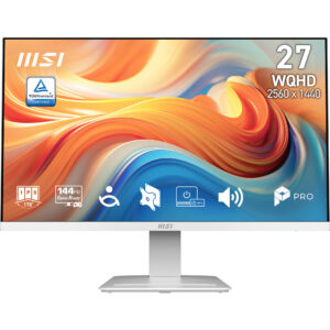 MSI PRO MP273QW E14 27" 16:9 WQHD(2560x1440)IPS Flat,4ms(GTG),1500:1,100M:1,300nit,178/178,2xHDMI ,1xDP,Speaker,Tilt,VESA,144Hz,White, 1y w-ty