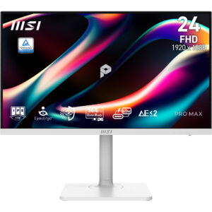 MSI PRO MAX 241PHW E14 23,8" 16:9 FHD(1920x1080) IPS Flat,4ms(GTG),1500:1,100M:1,300nit,HDMI,DP,2xUSB Type-A,USB Type-B,USB Type-C,Speaker,Tilt,Swivel,Height,Pivot,144Hz,White,1y w-ty
