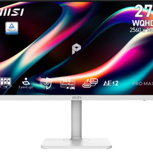 MSI PRO MAX 271QPHW E14 27" 16:9 WQHD(2560x1440) IPS Flat,4ms(GTG),1500:1,100M:1,300nit,2xHDMI,DP,2xUSB Type-A,USB Type-B,USB Type-C,Speaker,Tilt,Swivel,Height,Pivot,144Hz,White,1y w-ty