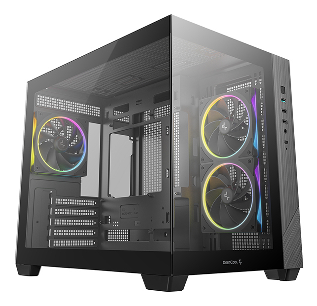 Deepcool CG330 3F без БП, боковое окно (панорама), 3x120mm ARGB PWM вентилятора, черный, mATX (R-CG330-BKNGM3-G)