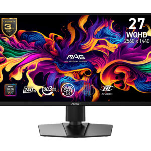 MSI MAG 272QP QD-OLED X24 26,5" 16:9 WQHD(2560x1440) QD-OLED Flat, 0.03ms(GTG), 1,5M:1, HDR Brightness 400nits, 2xHDMI, DP, Type-C, Tilt,Swivel,Height,Pivot,VESA,240Hz,Black,1y w-ty