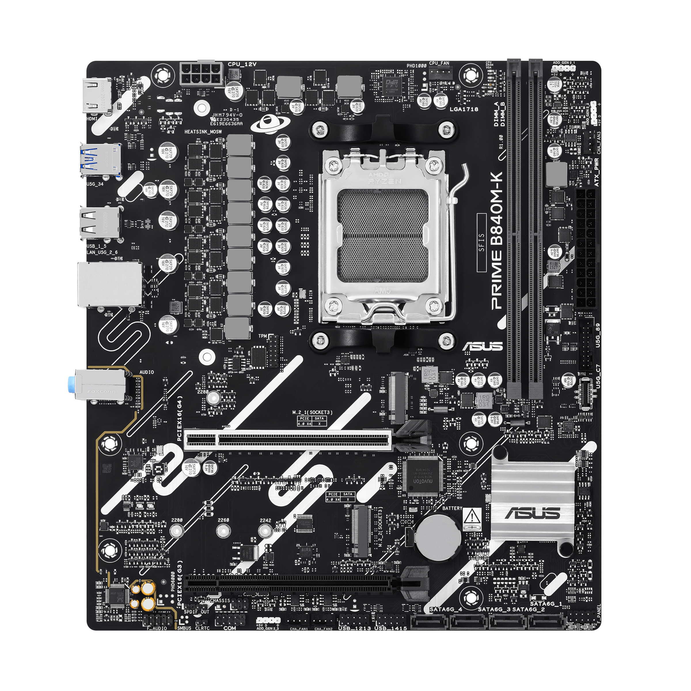 ASUS PRIME B840M-K, AM5, B840, 2*DDR5, 4*SATA, 2*M.2, 4*USB 3.2, 2*USB 2.0, 2*PCIx16, HDMI, mATX; 90MB1PK0-M0EAY0