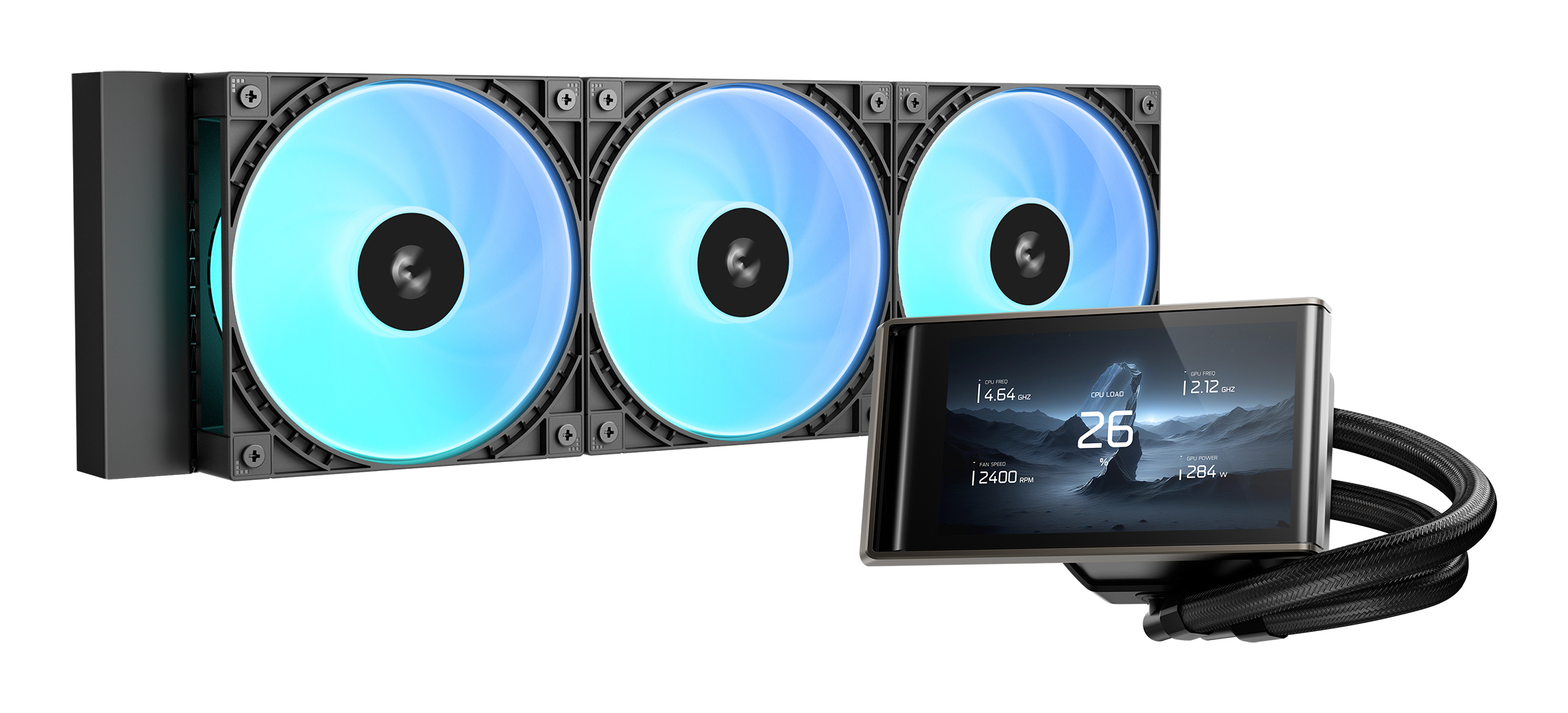 DEEPCOOL LT360 VISION ARGB LGA1851/1700/1200/115X/AM5/AM4 (6шт/кор,TDP 300W, ARGB Lighting, Anti-Leak edition, PWM, TRIPLE FAN) BOX (R-LT360VISION-BKAMMC-G-1)