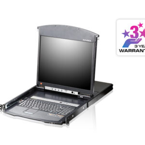 ATEN 17" 1-Local/Remote Share Access 8-Port Multi-Interface Cat 5 Dual Rail LCD KVM over IP switch