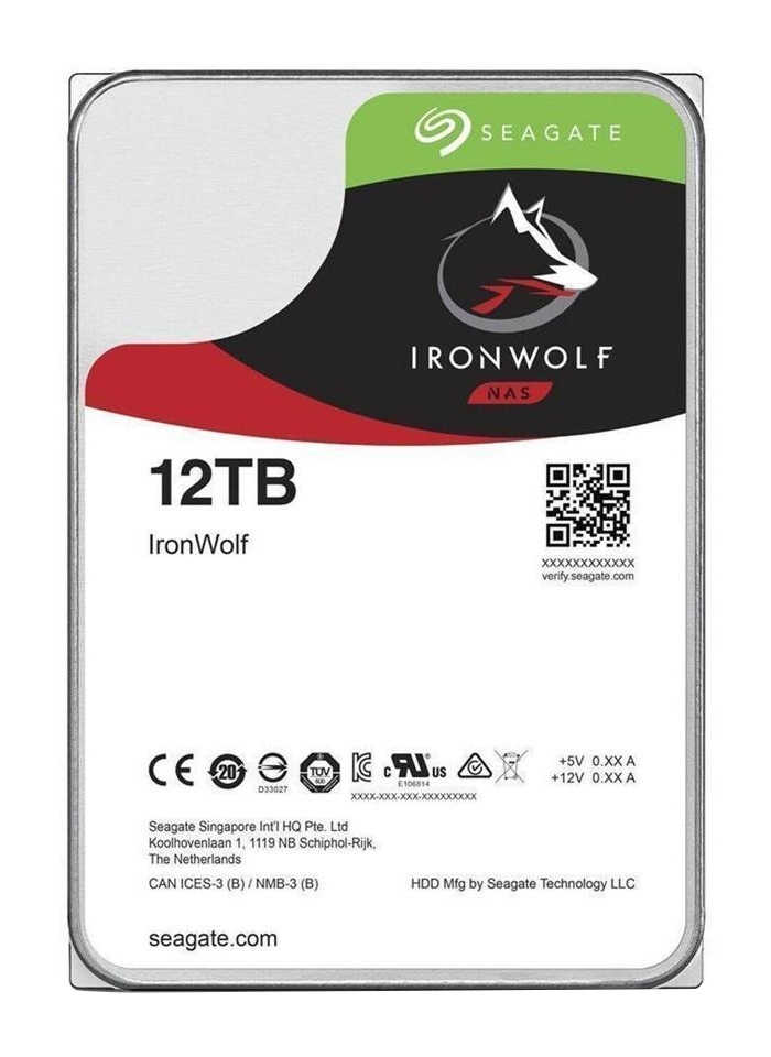 Seagate IronWolf NAS HDD 3.5" SATA 12Tb, 7200 rpm, 256Mb buffer, 512e, ST12000VN0008, 1 year