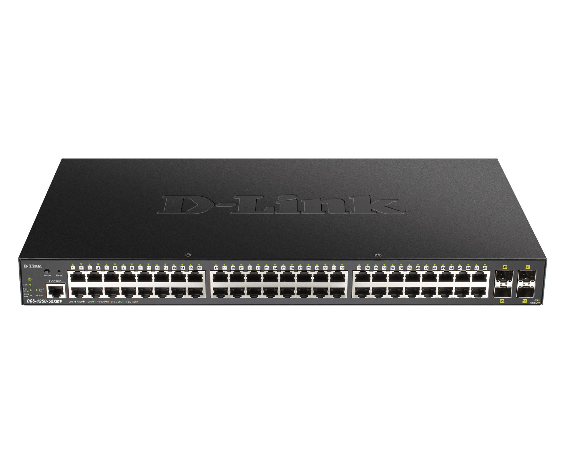 D-Link PROJ Управляемый L2 PoE-коммутатор, 48x1000Base-T PoE, 4x10GBase-X SFP+, PoE-бюджет 370 Вт, CLI, консольный порт RJ-45
