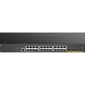 D-Link Управляемый L2 коммутатор, 24x1000Base-T, 4х10GBase-X SFP+, CLI, консольный порт RJ-45