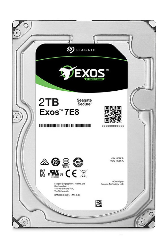Seagate Exos 7E8 HDD 3.5" SATA 2Tb, 7200 rpm, 256Mb buffer, 512n, ST2000NM000A, 1 year