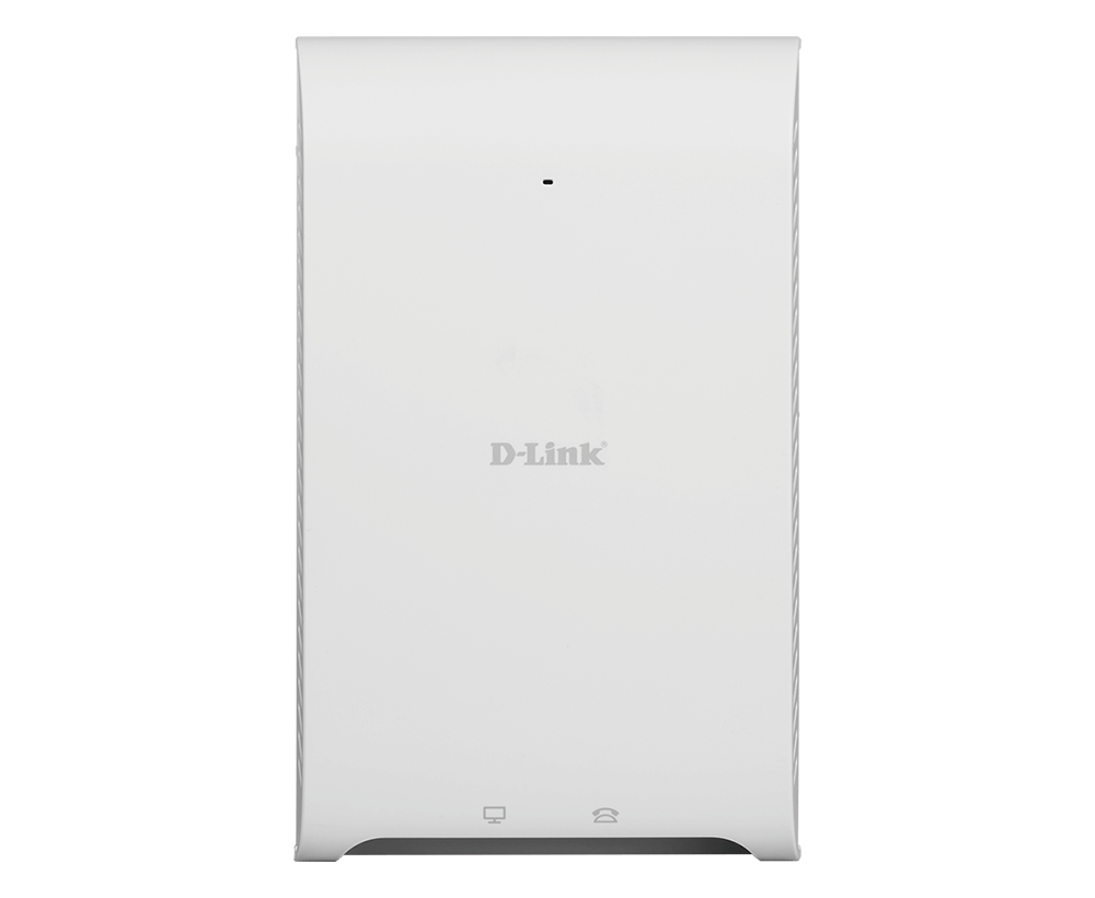 D-Link Беспроводная двухдиапазонная точка доступа AC1200 Wave 2 с поддержкой PoE, 2x1000Base-T (1xPoE), 2xRJ-11, 2 внутренние антенны, питание только по PoE