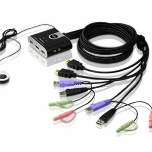 ATEN 2-Port USB HDMI/Audio Cable KVM Switch with Remote Port Selector