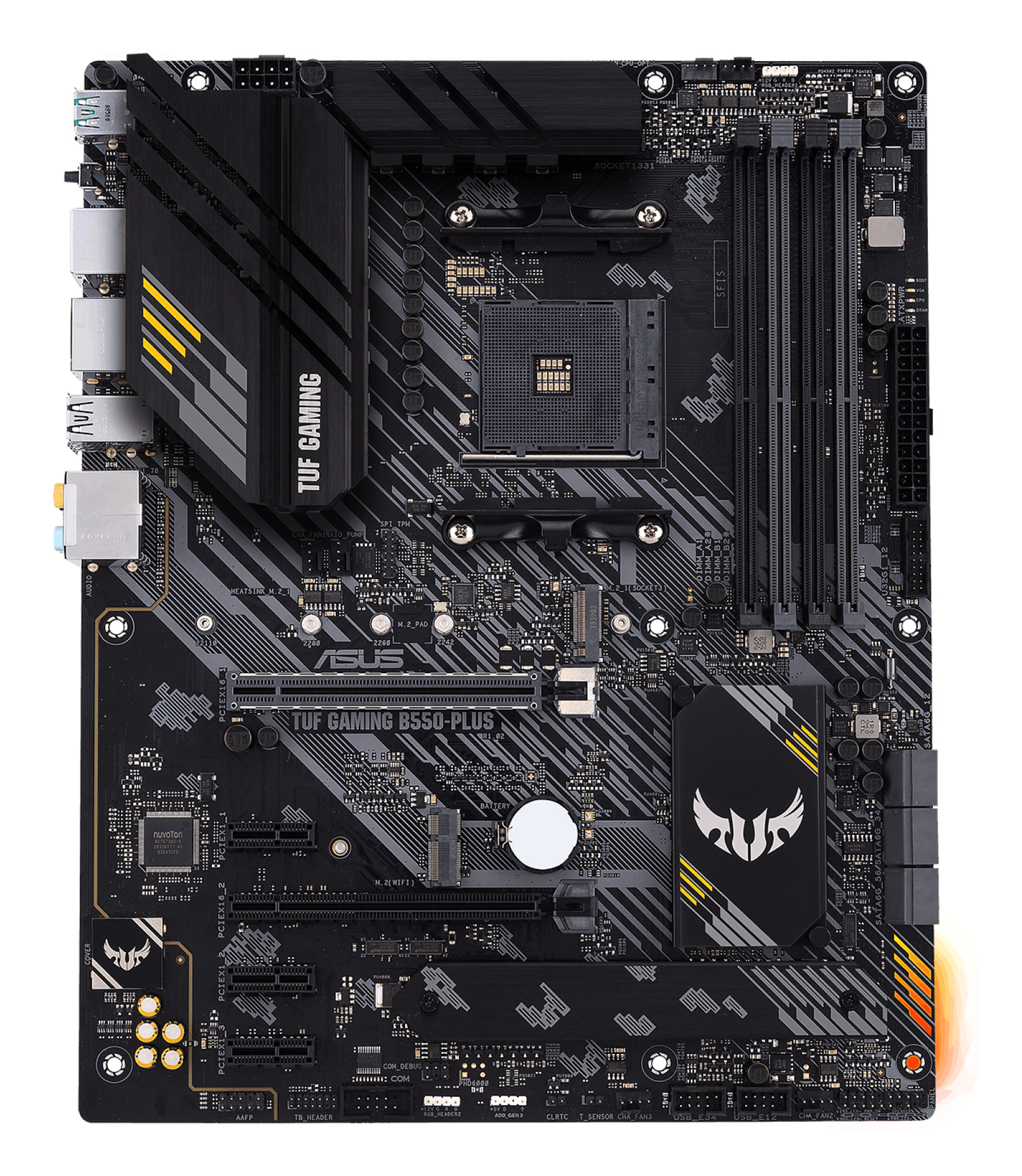 ASUS TUF GAMING B550-PLUS, Socket AM4, B550, 4*DDR4, HDMI+DP, CrossFireX, SATA3 + RAID, Audio, 2,5Gb LAN, USB 3.2*8, USB 2.0*6, COM*1 header (w/o cable) ATX ; 90MB14G0-M0EAY0