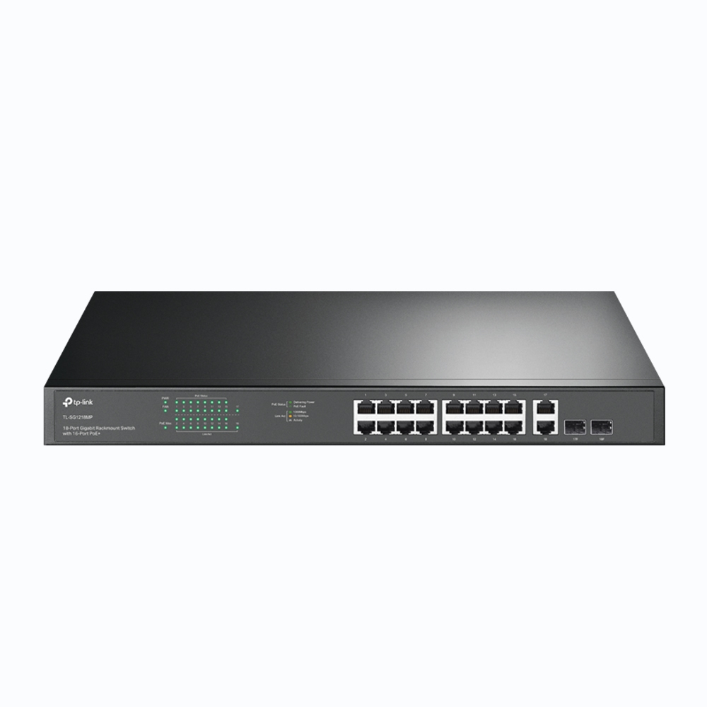 TP-Link TL-SG1218MP, 18-Port Gigabit Rackmount Switch with 16-Port PoE+, 250 W