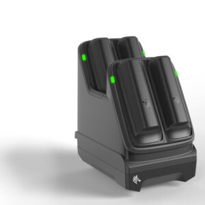 Zebra ASSY: MC22/27 4-Slot Battery Charger, Charges Four Spare Batteries (Supp both Std and Ext Bat). Requires: PWR-BGA12V50W0WW & DC cord CBL-DC-388A1-01